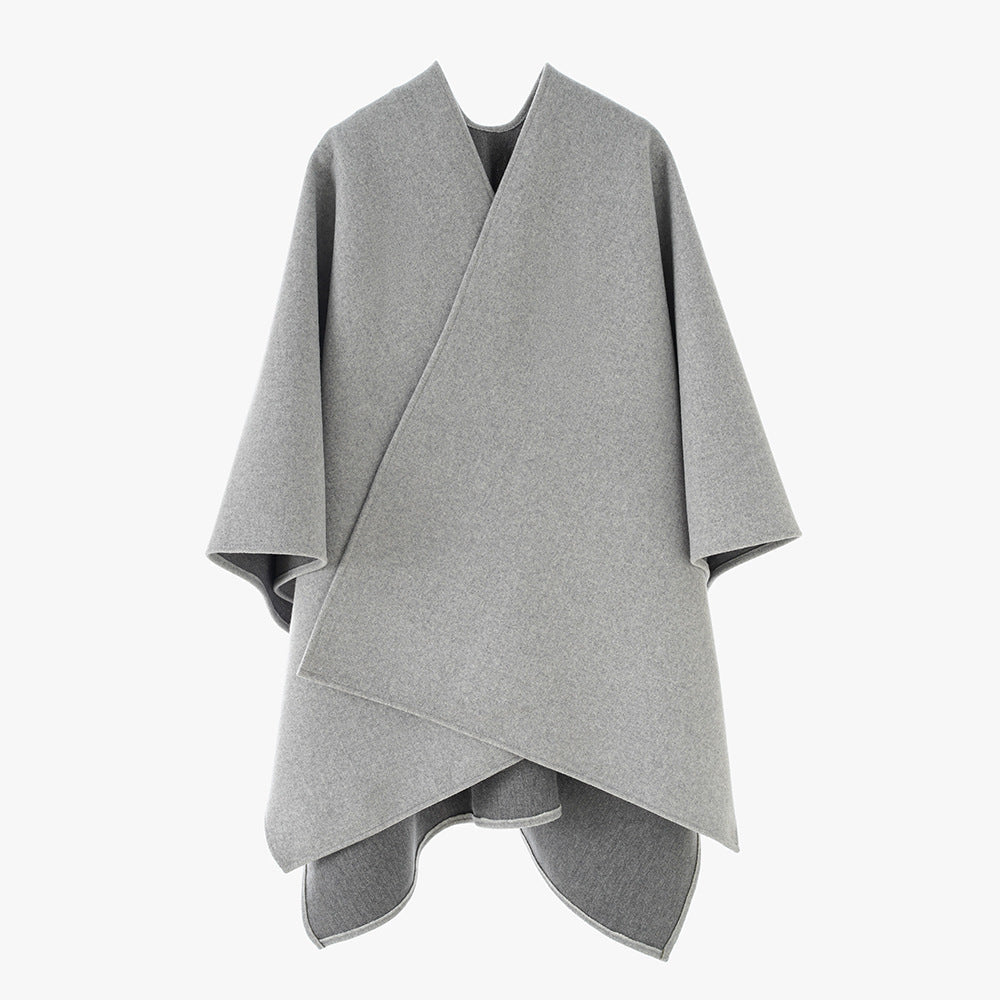 Dam oversized-capeponcho med Wrap look och V-Neck