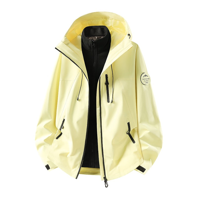 Herr Two-Piece Vattentät Frilufts Jacka med Avtagbar Fleece Inner Jacka och Tätad Sömmar