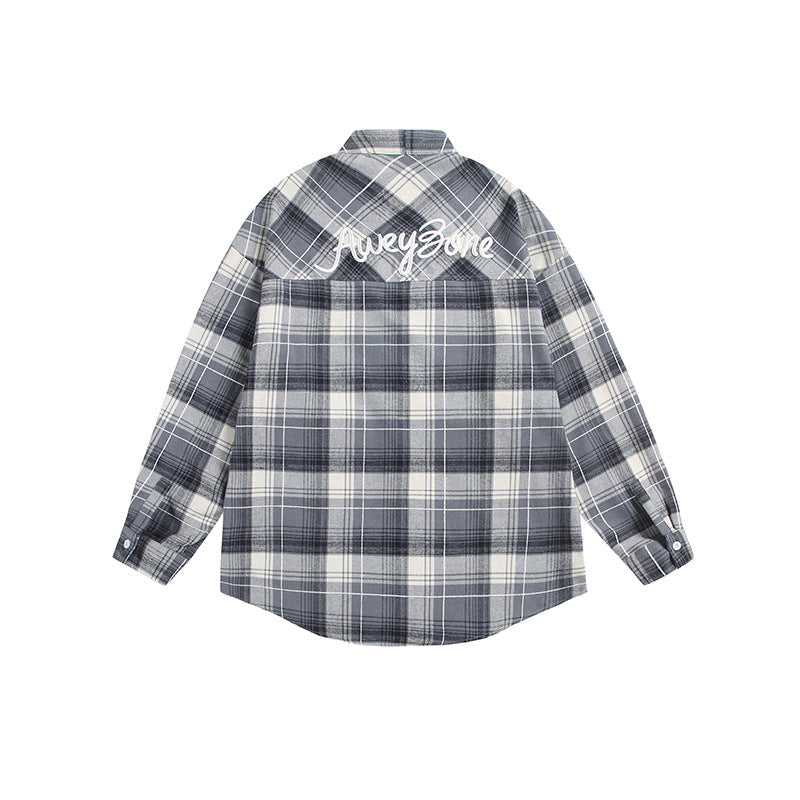 Dam Oversized Check Skjorta Jacka med Kimono Skärning, Dragsko Ties och Utanpåfickor