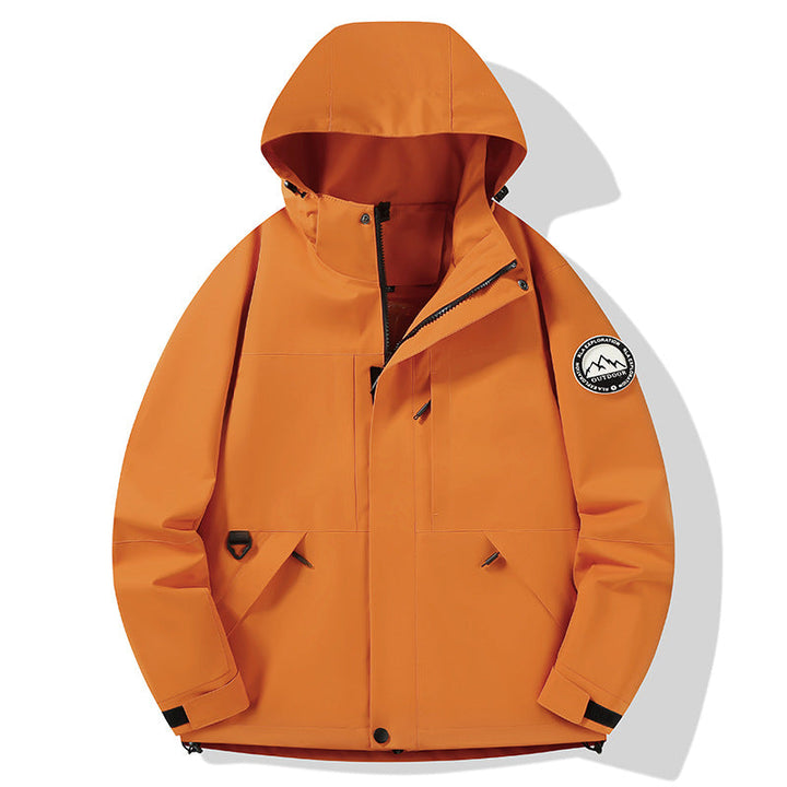 Dam vattentät hardshell utomhusjacka med huva och multifunction fickor