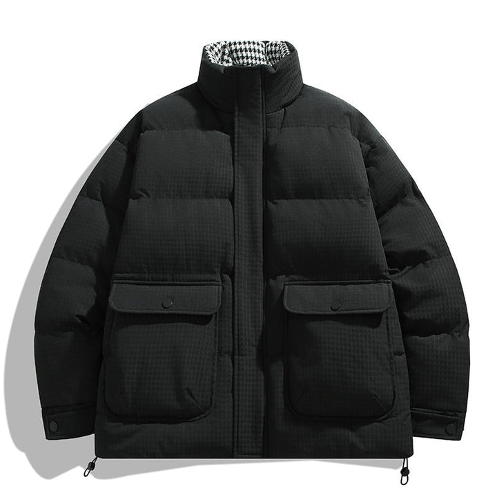 Unisex vadderad kviltad jacka med stor Flap fickor, ståkrage, och Ripstop Structure
