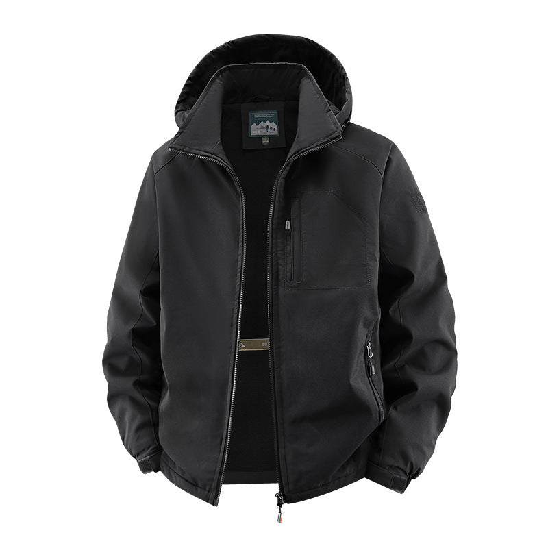 Herr Vindskyddande Softshell Termisk Jacka med Fleecefoder och Huva