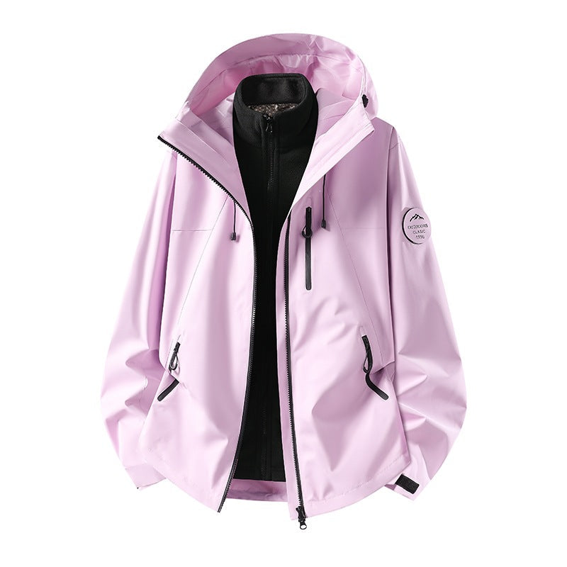 Herr Two-Piece Vattentät Frilufts Jacka med Avtagbar Fleece Inner Jacka och Tätad Sömmar