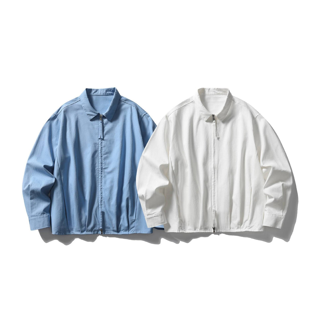 Unisex Lätt Oversized Blouson Jacka med Halv Dragkedja och Kent Krage