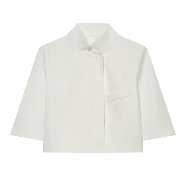 Dam 40+ Kort Cape Blouson med Stå Krage och Dekorativ Knapp