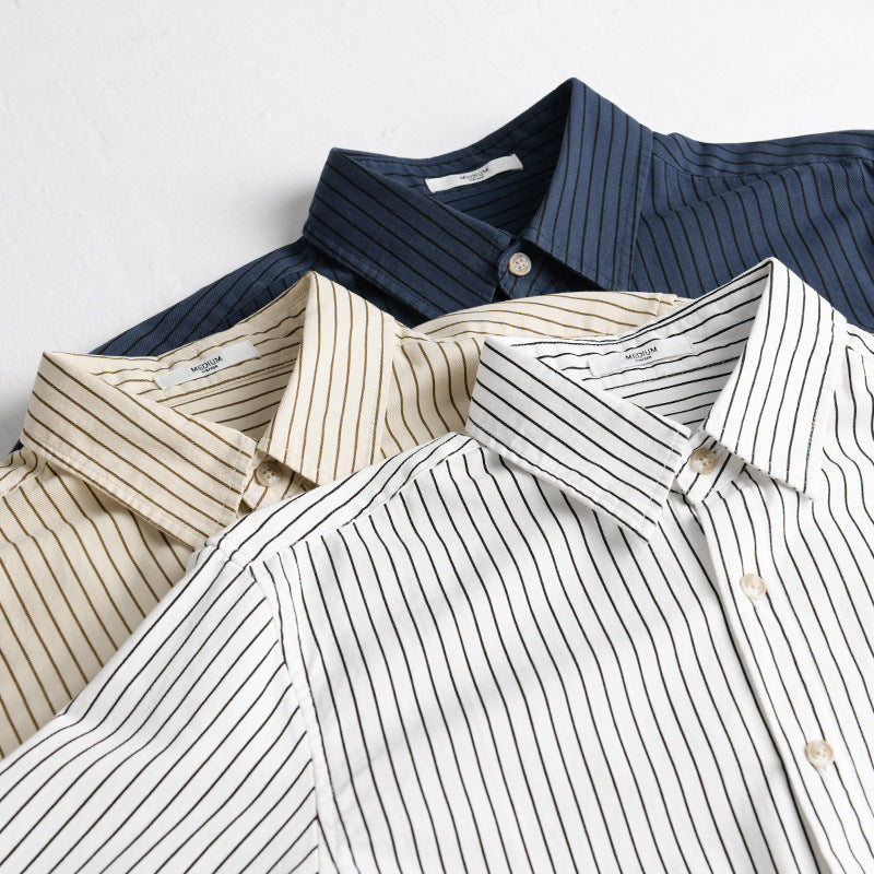 Herr Skjortjackas-Cut med Fin Pinstripe och Mjuk Bomullsblandning