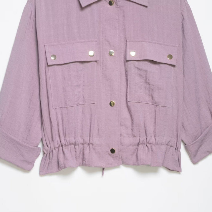 Dam Utility Skjortjacka Jacka med Drawstring och Patch Fickor