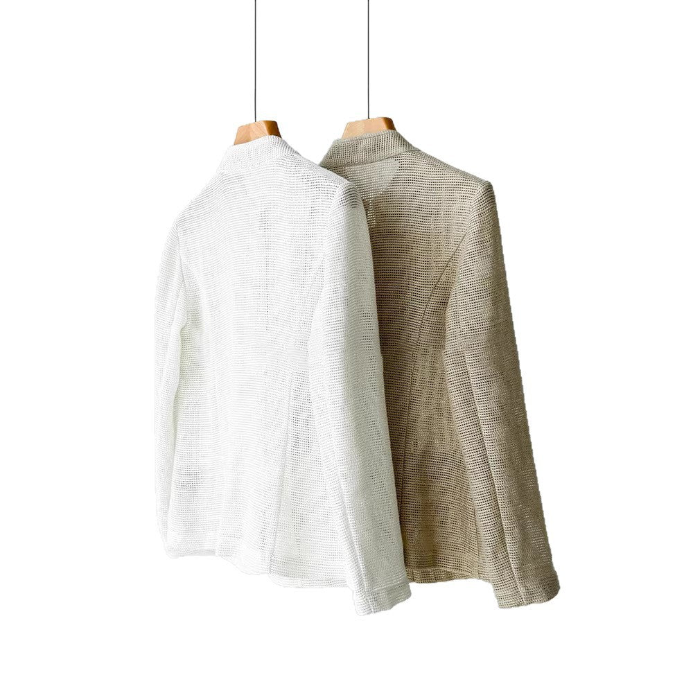 Dam modern Boucle jacka med praktiska fickor