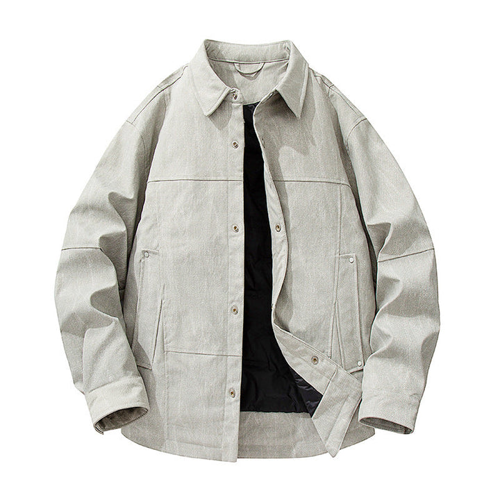 Herr Quiltad, Fodrad Canvas-Utility-Jacke med Tryckknappar