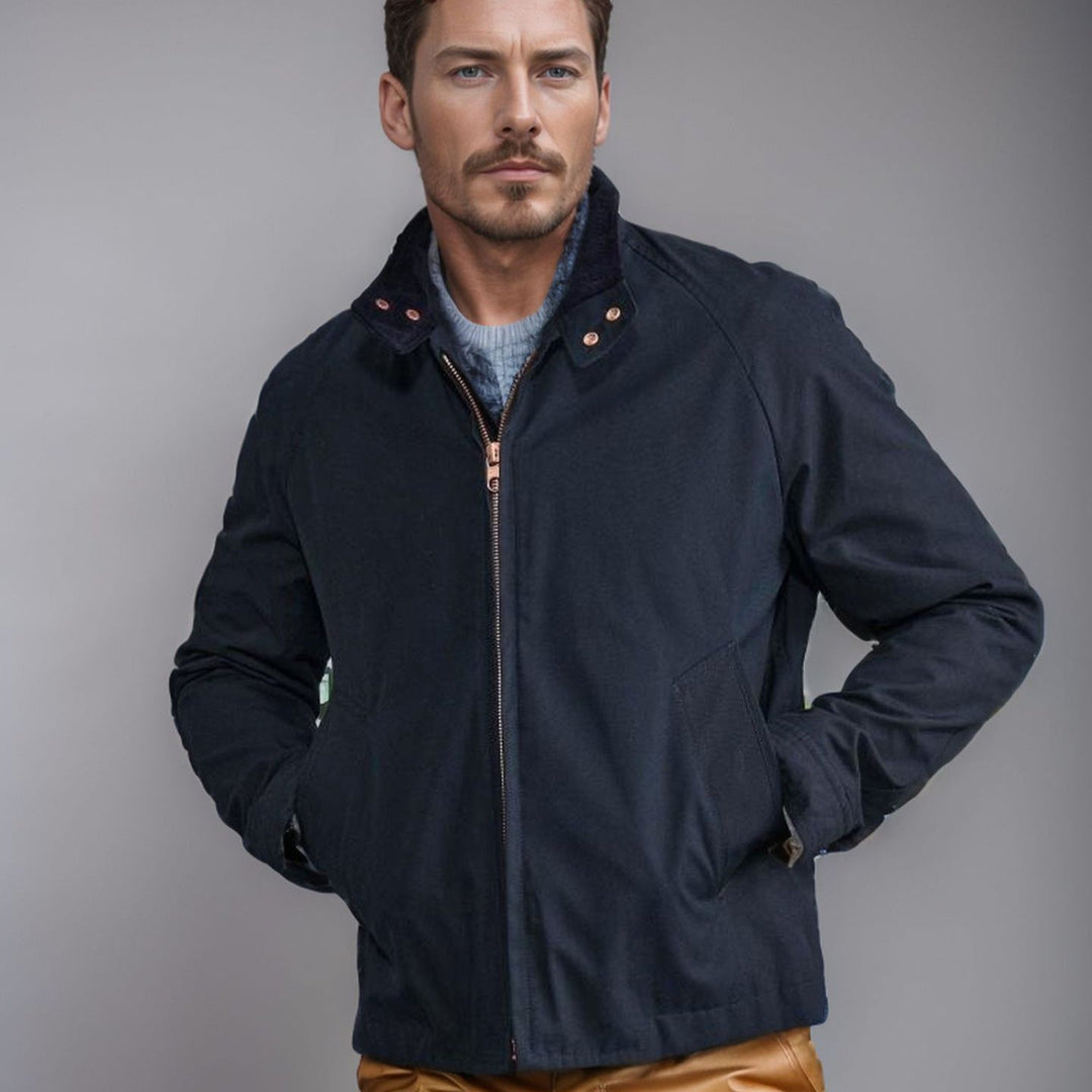 Herr Short Jacka i Blouson Stil med Manchester Krage och Metal Zip