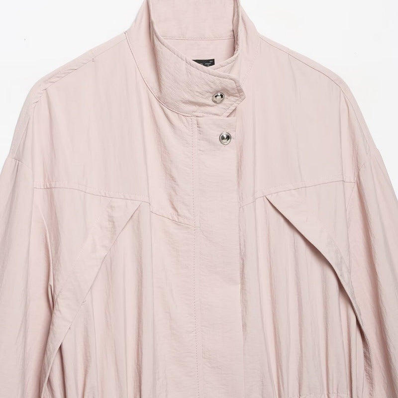Dam Lätt Oversized Parka med Midja med Dragsko och Balloon Ärmar