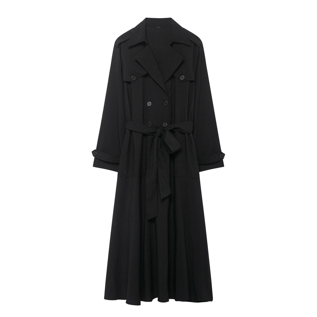 Dam Maxi trench med figure-flattering knytband och double knappslå