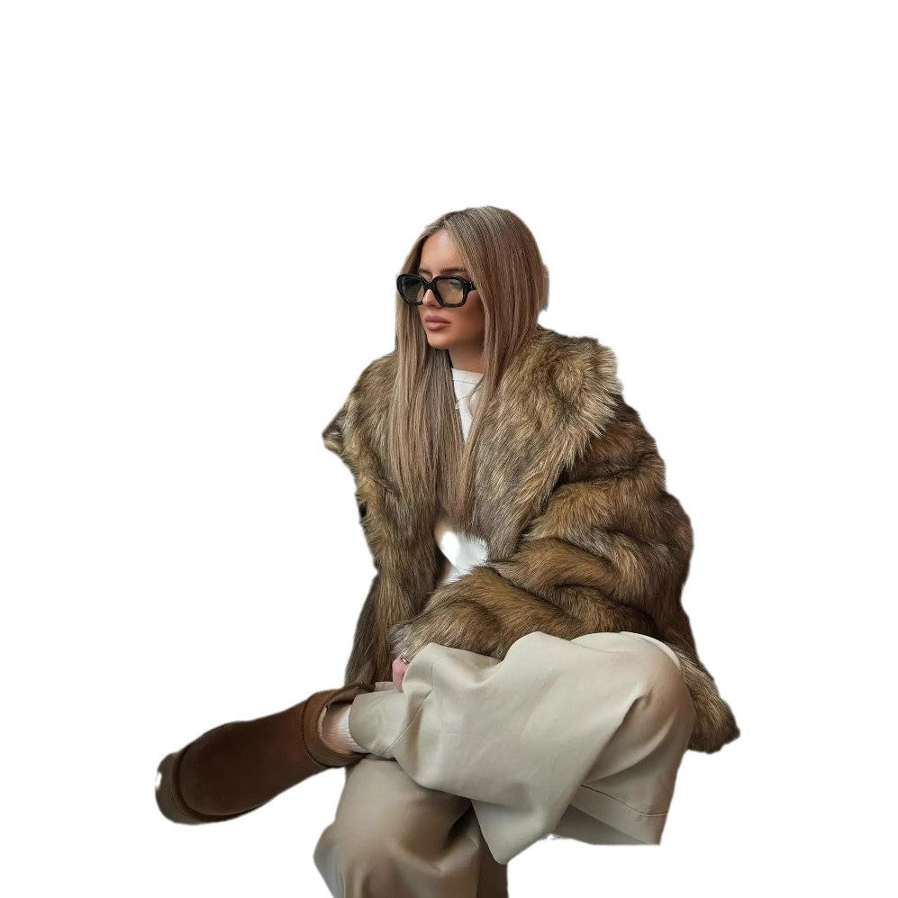 Dam Cozy Faux-Fur Jacka med mjuk Foder