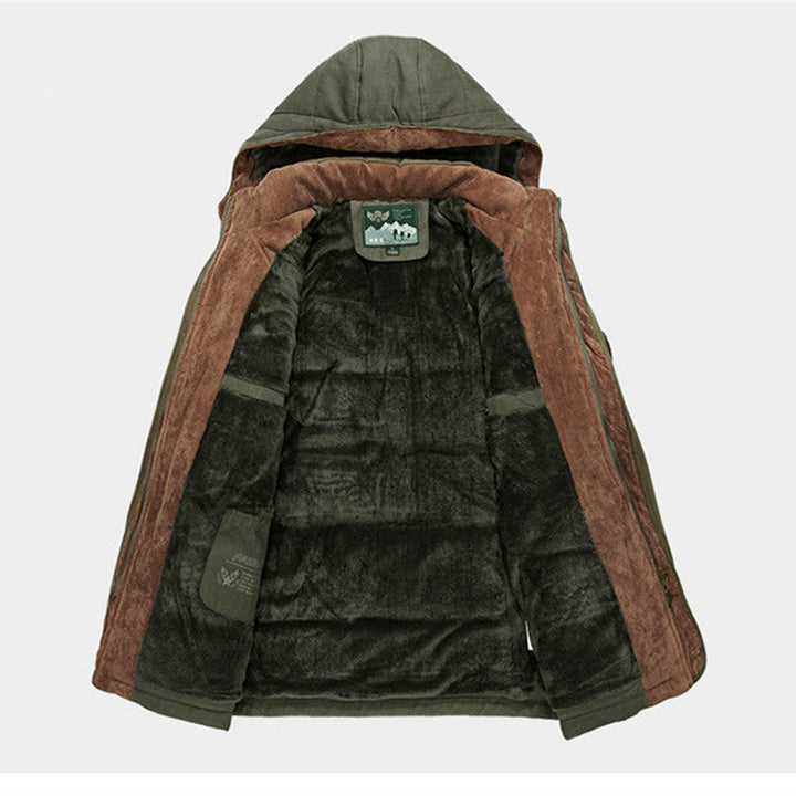 Herr isolerad parka med huva och Fusk Päls Foder