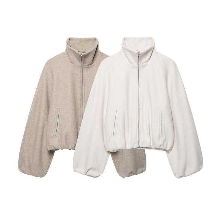 Dam Lätt Vadderad Windbreaker med Stå Krage och Prickig Prick Tryck