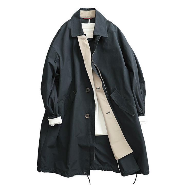 Dam oversize trenchcoat gjord andningsbar bomull blend tyg med hidden knappslå