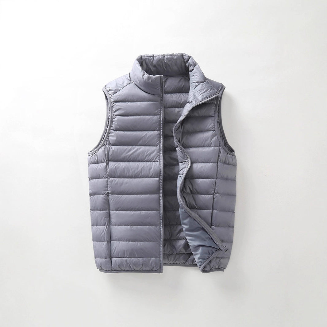 Unisex Lätt Quiltad Väst med Stå Krage och Dragkedja