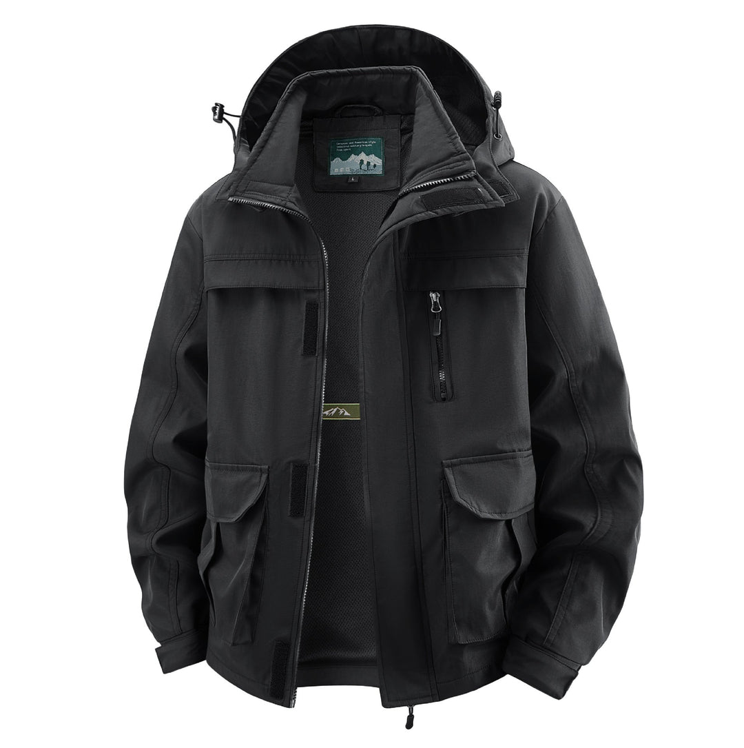 Herr Fält Utility Utomhus Jacka med Huva, Multi-Pockets och Mesh Foder