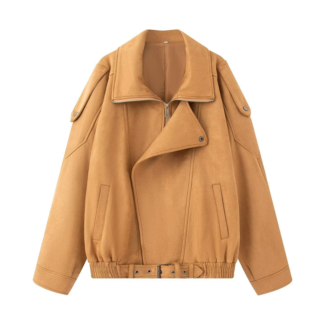 Dam Lätt Vadderad Windbreaker med Stå Krage och Prickig Prick Tryck