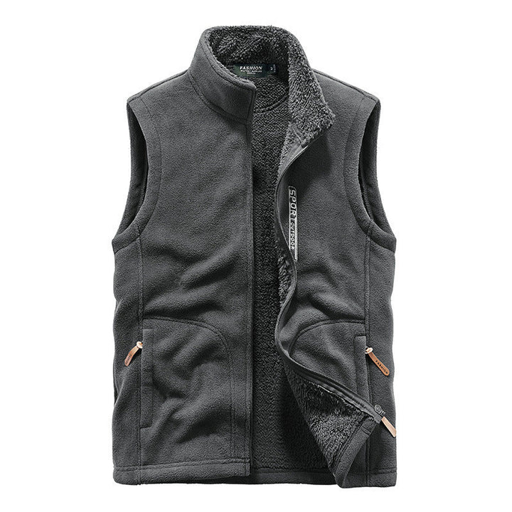 Herr Fleece Väst med Teddyfoder, Stående Krage och Zip Fickor