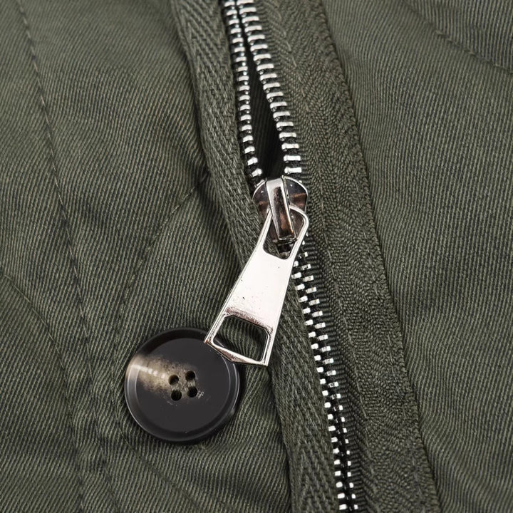 Dam Kort Quiltad Jacka med Round Neck, Two-Way Dragkedja och Knapp Knäppning