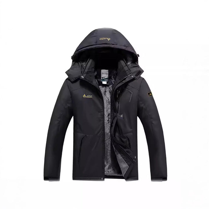 Herr vatten- och vindtät softshell utomhusjacka med teddy fleecefoder och huva