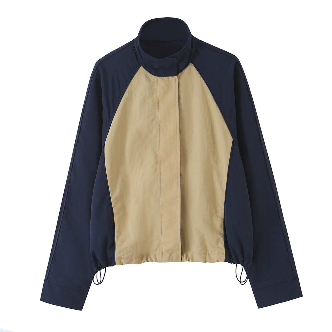 Dam lätt kort Transition jacka med Funnel Neck, kontrast Inserts och dragsko