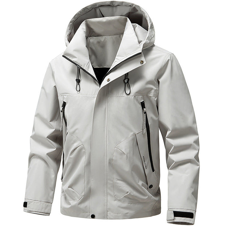 Herr ventilerande softshell utomhusjacka med vindtät Membran, justerbar huva och fickor med dragkedja