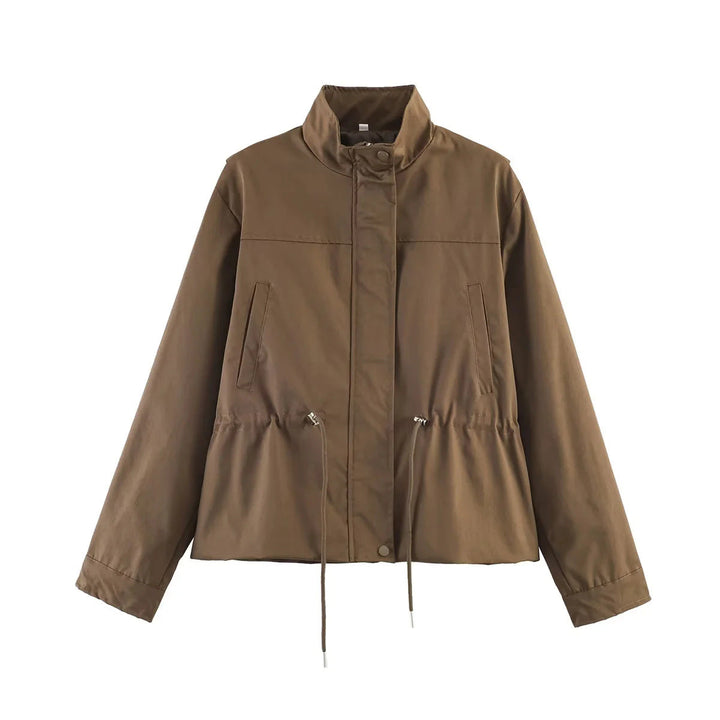 Dam figursydd övergångsjacka med ståkrage, drawstring waistband och concealed front placket