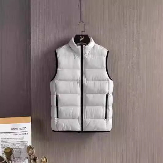 Herr Slim-Fit Ultra-Light Quiltad Termisk Väst med Hög Krage och Vattenavvisande Dragkedjor