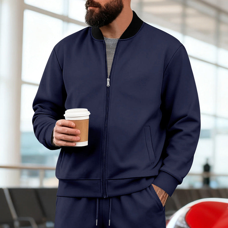 Herr Nan Urban Sweat Track Jacka med Ståkrage Concealed Dragkedja Elastic Rib Muddar och Sidofickor