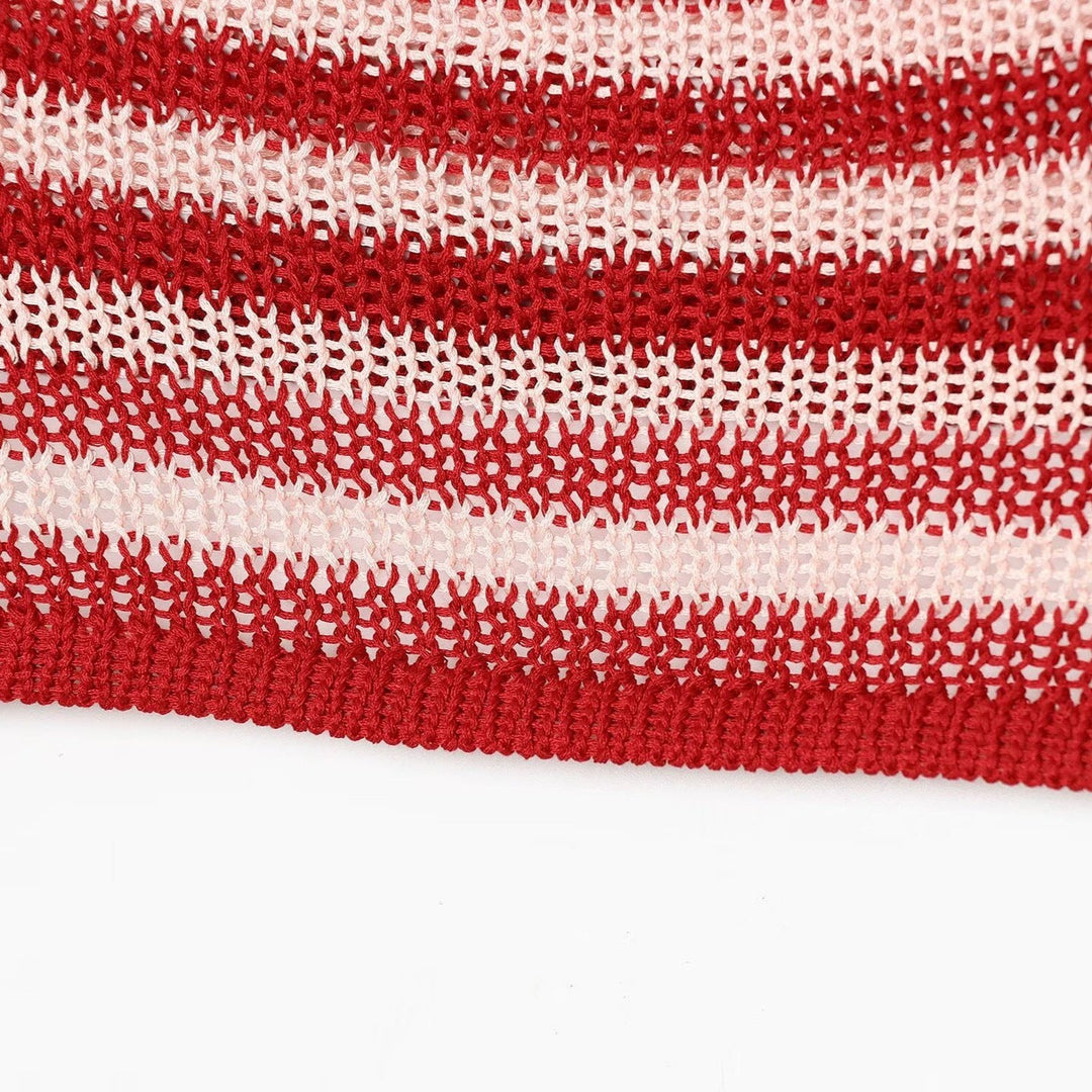 Dam Kort Bolero Jacka Tillverkad av Airy Lace Stickad med Extra Lång Ärmar