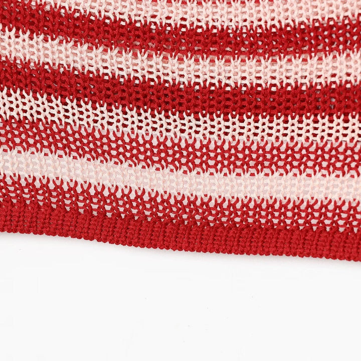 Dam Kort Bolero Jacka Tillverkad av Airy Lace Stickad med Extra Lång Ärmar