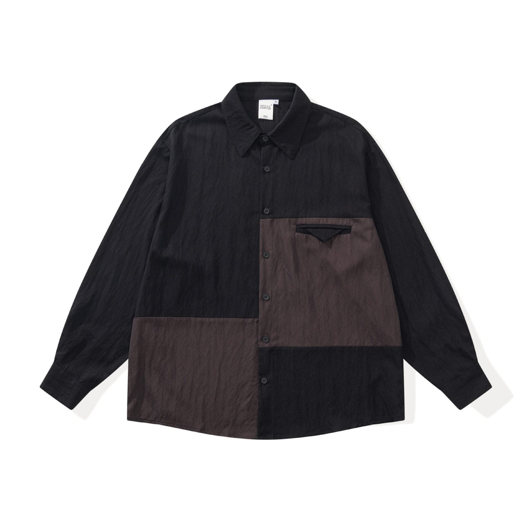 Unisex Oversized Skjorta Jacka i Patchwork Design
