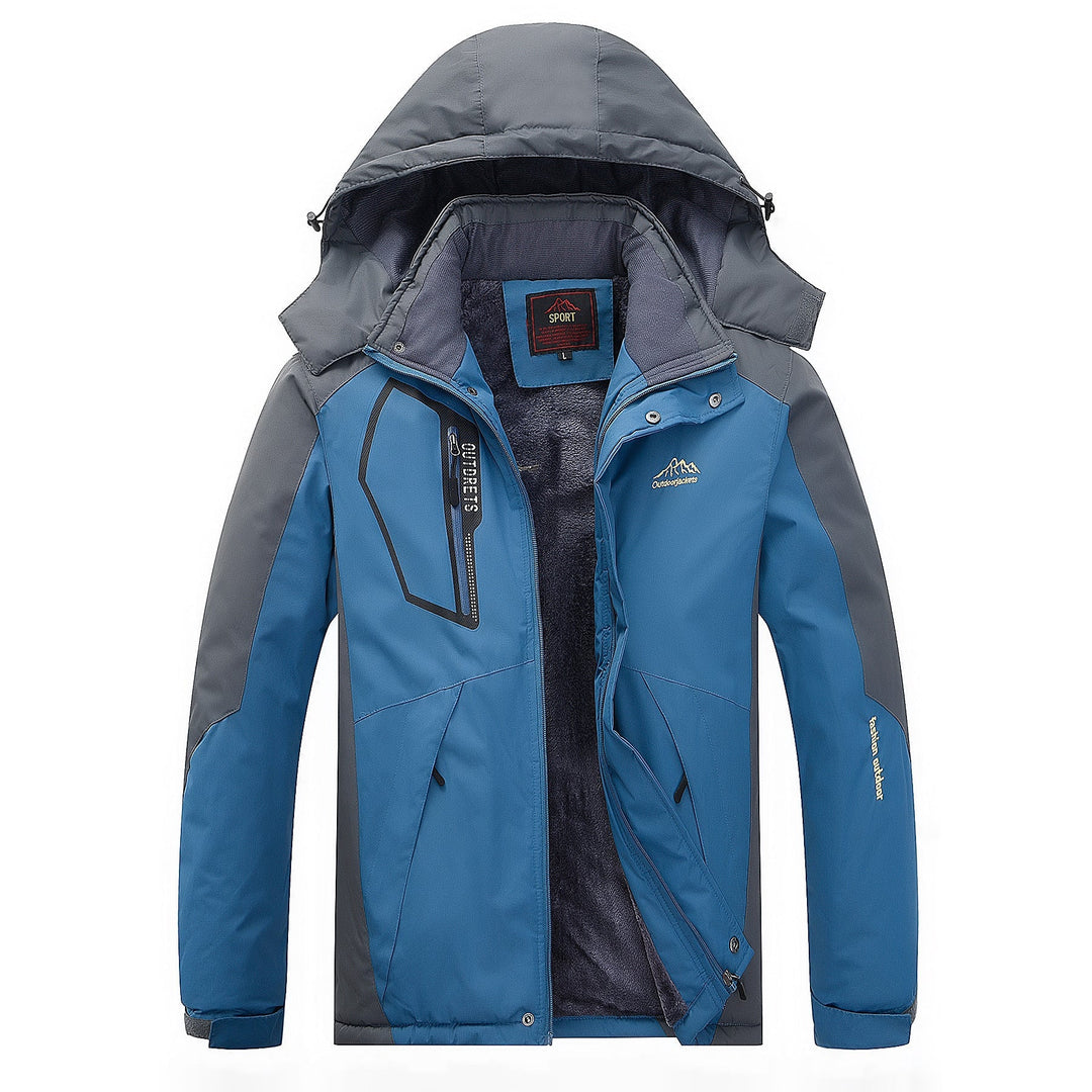 Herr Vattenavvisande Utomhus Jacka med Teddy Fleecefoder, Justerbar Huva, och Multifunction Fickor