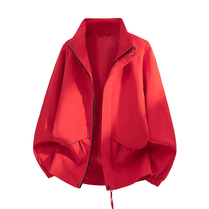 Dam Lätt Oversize Övergångsjacka utan Huva med Drawstring, Lock Fickor &amp; Elastic Muddar