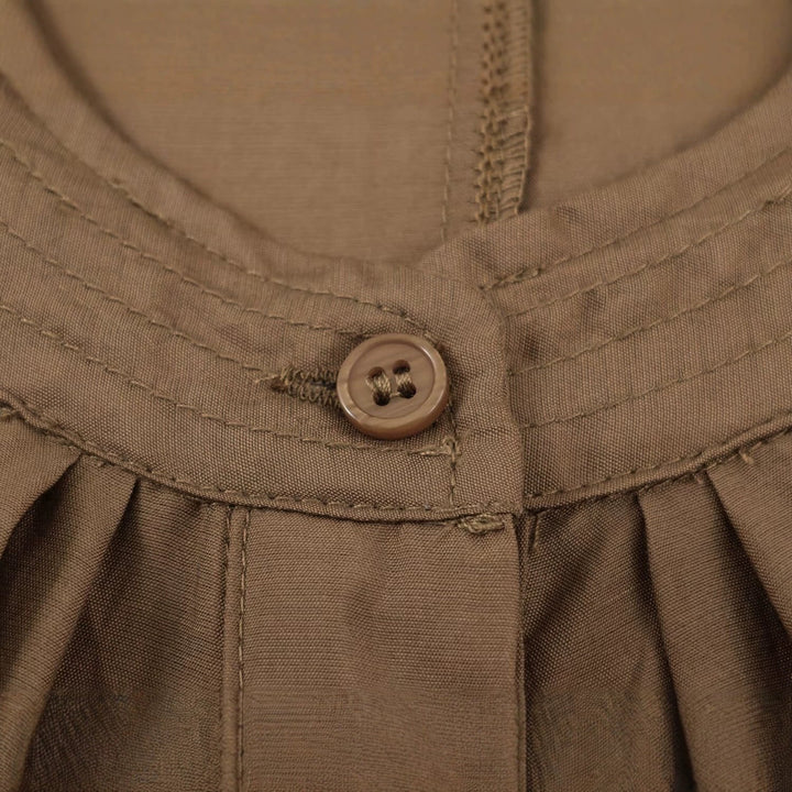 Dam lätt Pleated Blouson jacka med rund krage, Balloon ärmar och Smocked fåll