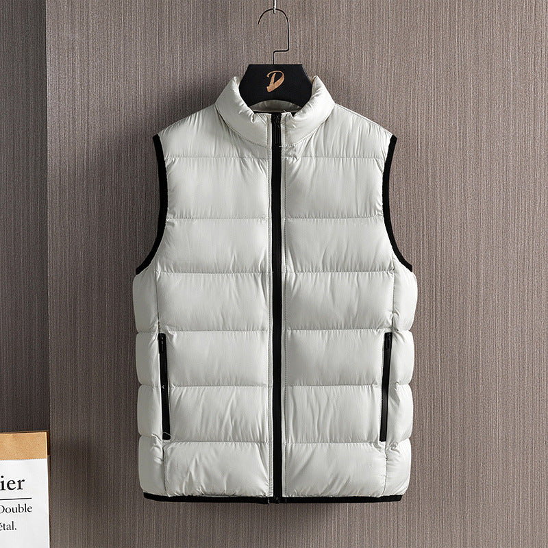 Herr Slim-Fit Ultra-Light Quiltad Termisk Väst med Hög Krage och Vattenavvisande Dragkedjor