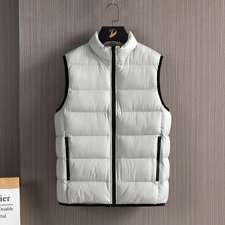Herr Slim-Fit Ultra-Light Quiltad Termisk Väst med Hög Krage och Vattenavvisande Dragkedjor