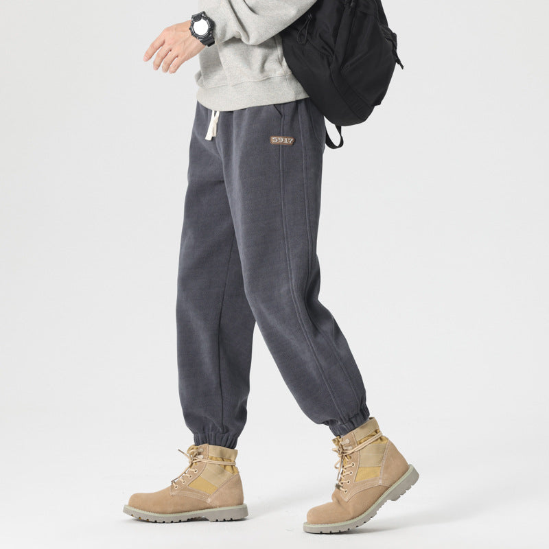Herr Bekväm Sweat Jogging Byxor med Elastic Dragsko, Pre-Shaped Sömmar, och Ribbstickade Muddar
