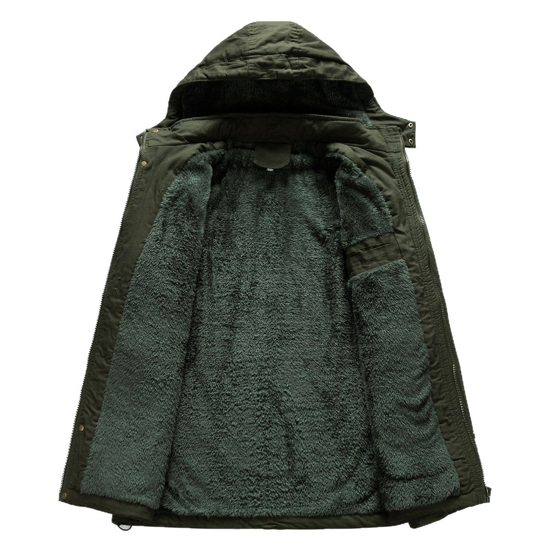 Herr Canvas Parkas med Sherpa Foder, Extended Skärning och Funktion Arm Ficka
