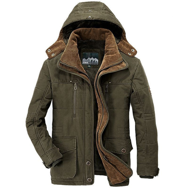 Herr Canvas Parka med Manchester Inre Krage, Uttagbar Huva och Warming Termisk Foder