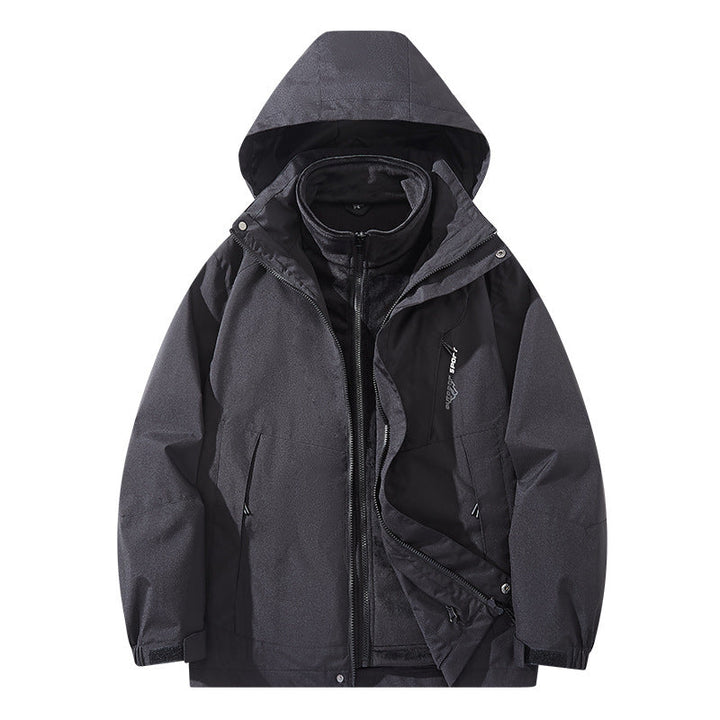 Herr vattenavvisande two-lager trekking jacka med avtagbar fleece inner jacka och huva