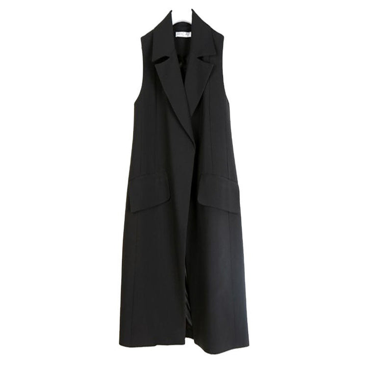 Dam ärmlös A-Line lång väst in oversize Tailoring med Shawl krage