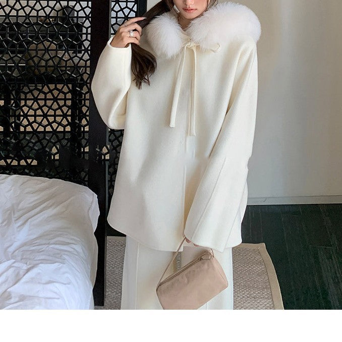 Dam elegant och varm övergångsjacka med Fur Trimmed krage