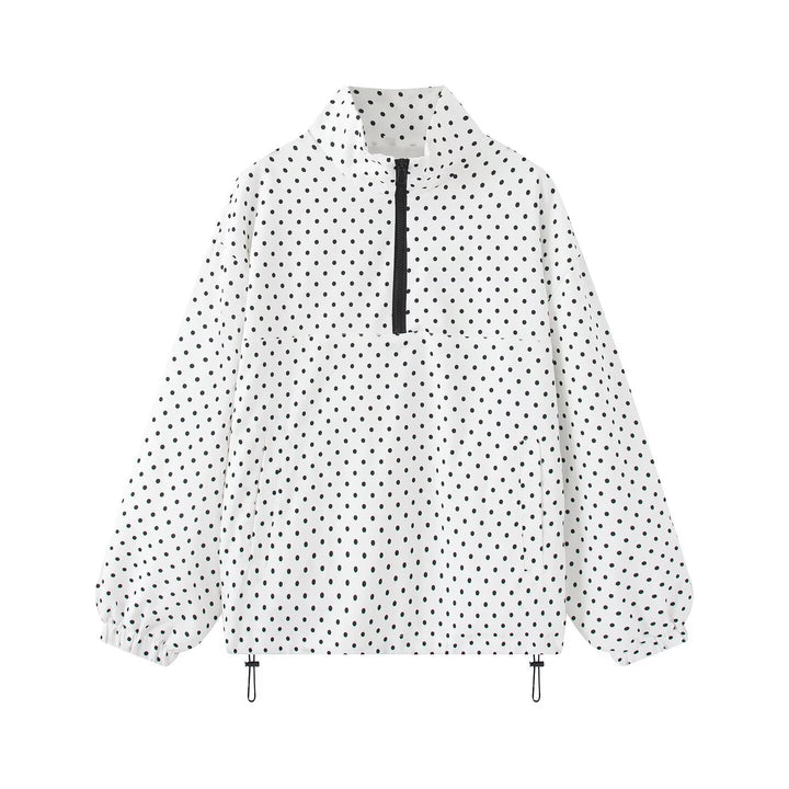 Dam Prickig Prick Lätt Anorak med Half Dragkedja, Kangaroo Ficka och Drawstring