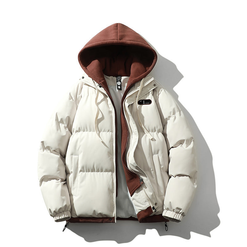 Herr Two-lager quiltad Jacka med Avtagbar Fleece Huva och Värmande Isolering