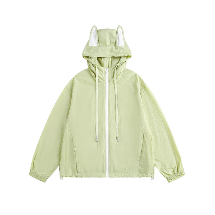 Dam Light med Huva Anorak med Ear Appliqué och Dragsko