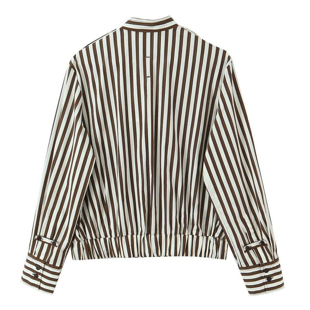 Dam oversize skjortjacka med Stand krage, Chest ficka, och Elastic fåll