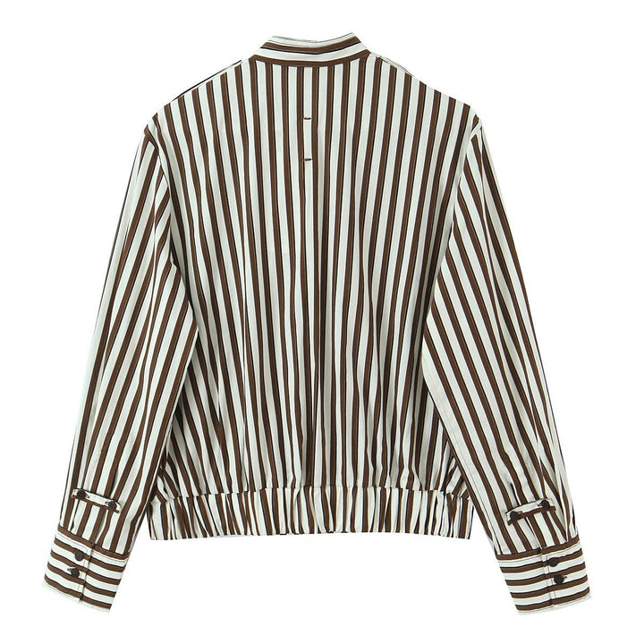 Dam oversize skjortjacka med Stand krage, Chest ficka, och Elastic fåll